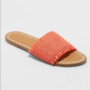 Universal Thread Red Slide Sandals Women’s Size 8 Luciana Woven Slip On